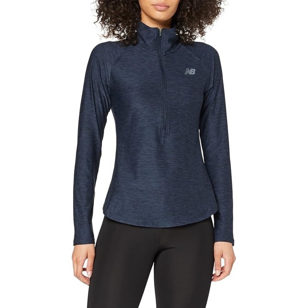 New Balance Sport Spacedye Blue Gray Half Zip Pullover Small EUC